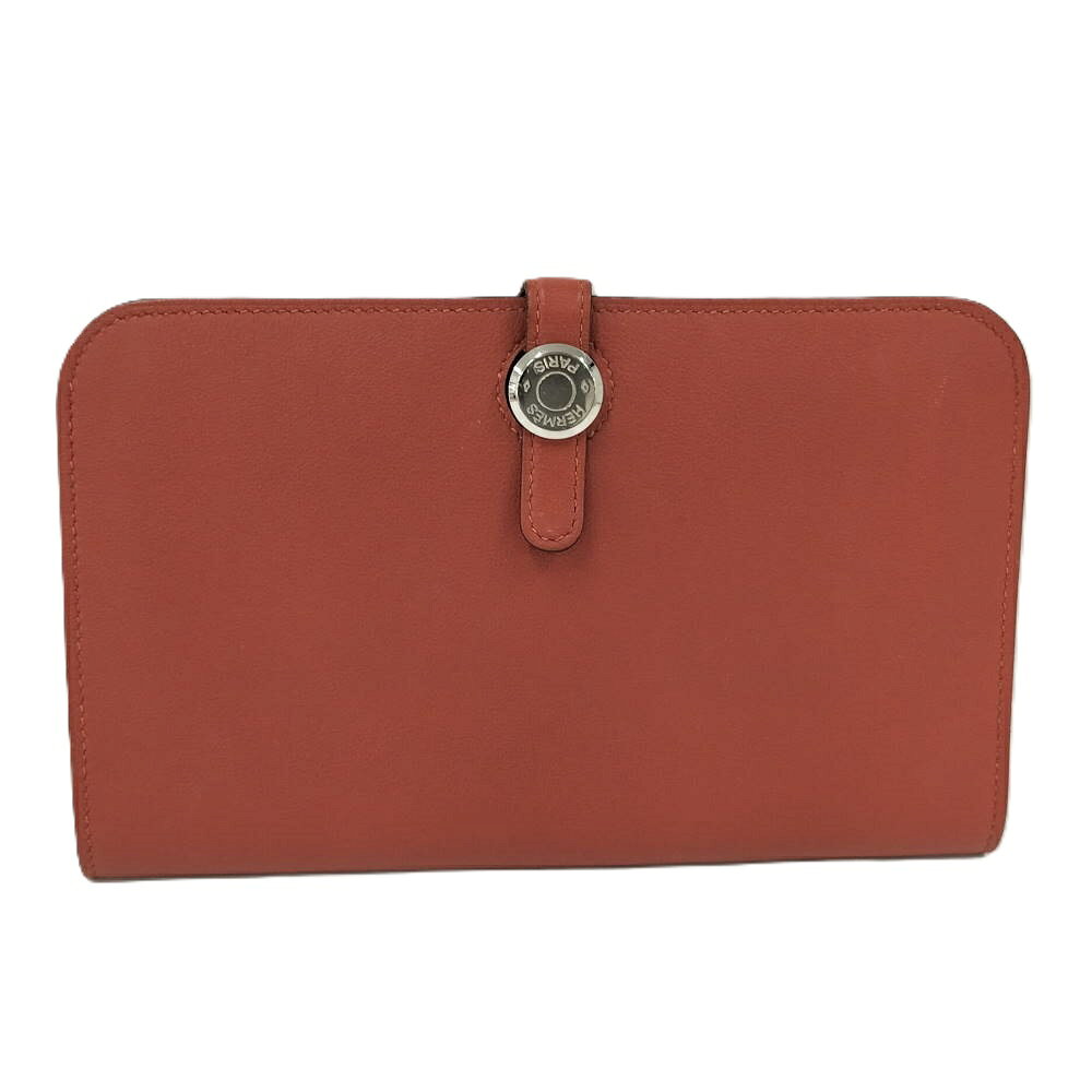Rakuten - 【中古】HERMES ドゴンGM 二つ折り長財布 レザー T刻印 レッド