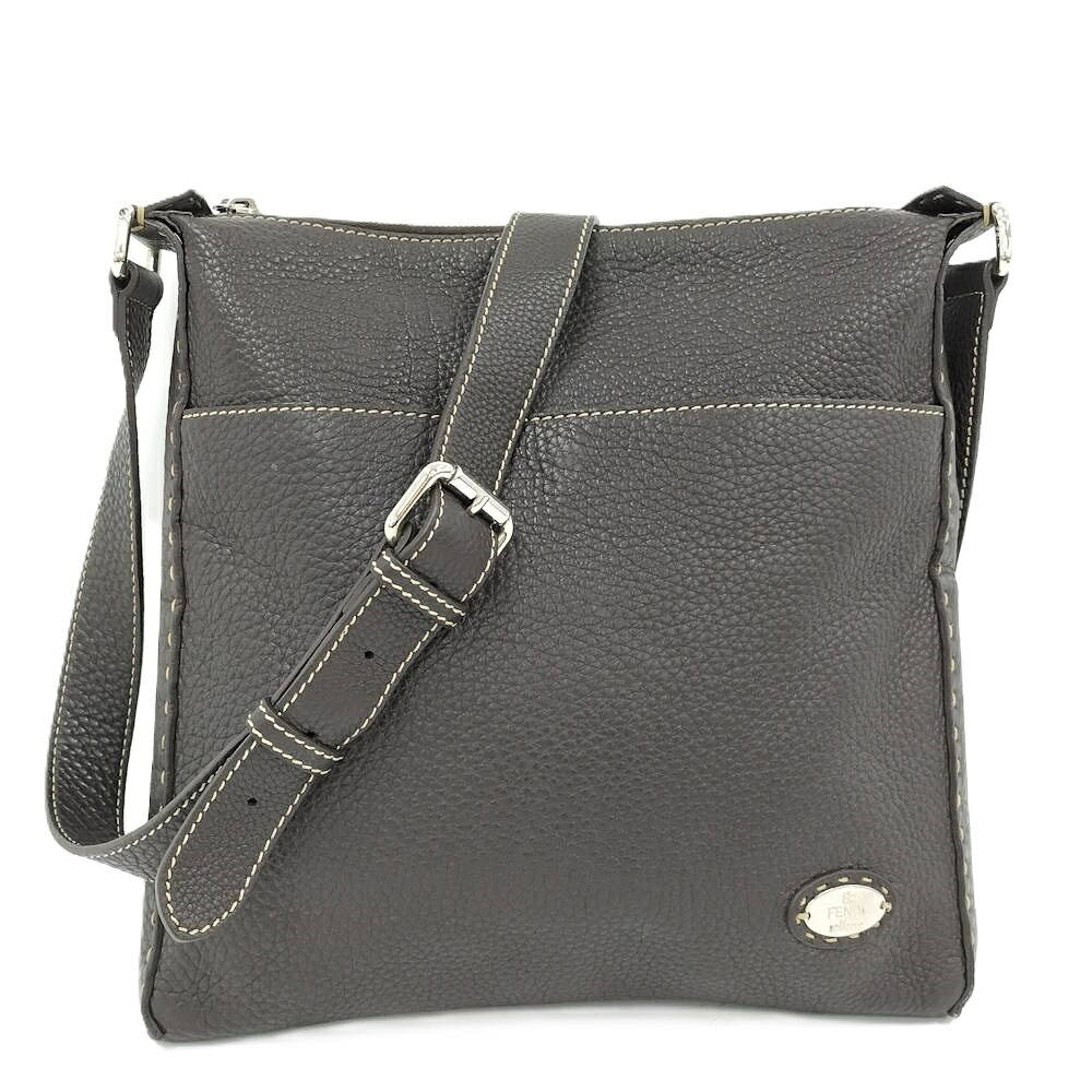 FENDI - 【中古】FENDI セレリア ショルダーバッグ レザー ブラウン 7VA266