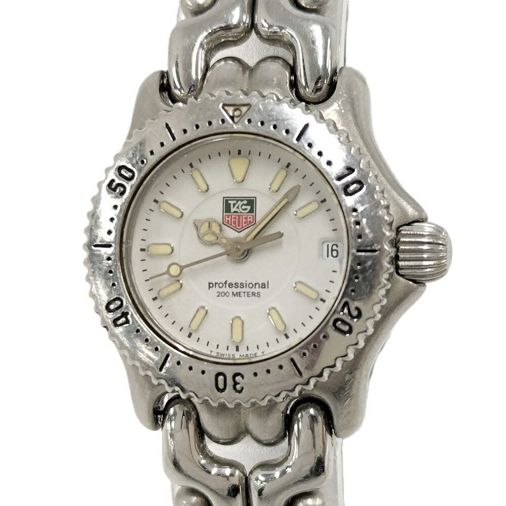 【中古】TAGHEUER プロフェッショナル クオーツ腕時計 ステンレス ホワイト文字盤 WG1412-0