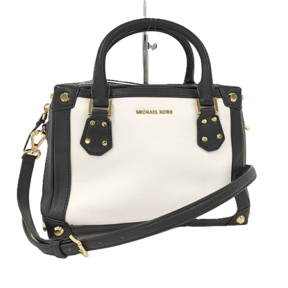 乐天商城 - 【中古】MICHAEL KORS 2WAYバッグ レザー ホワイト×ブラック