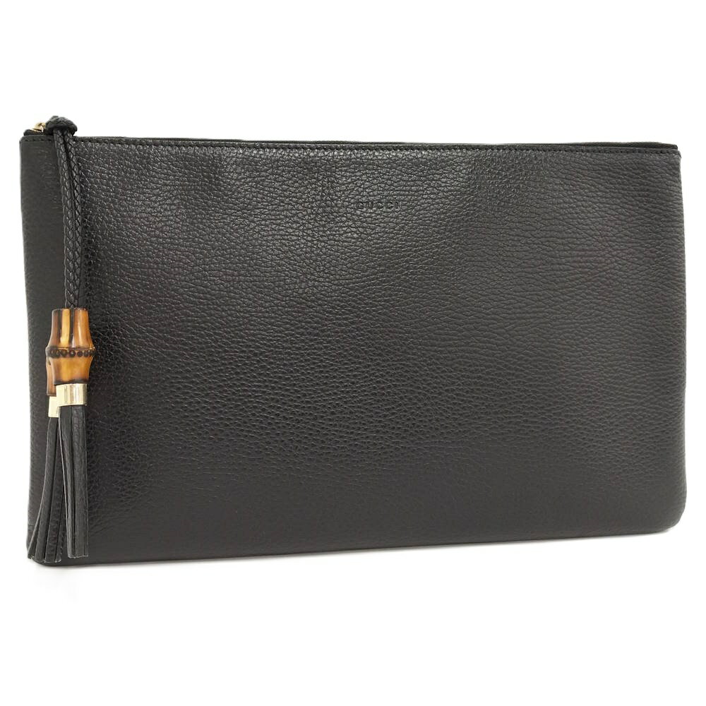 GUCCI - 【中古】GUCCI バンブー クラッチバッグ レザー ブラック 449653
