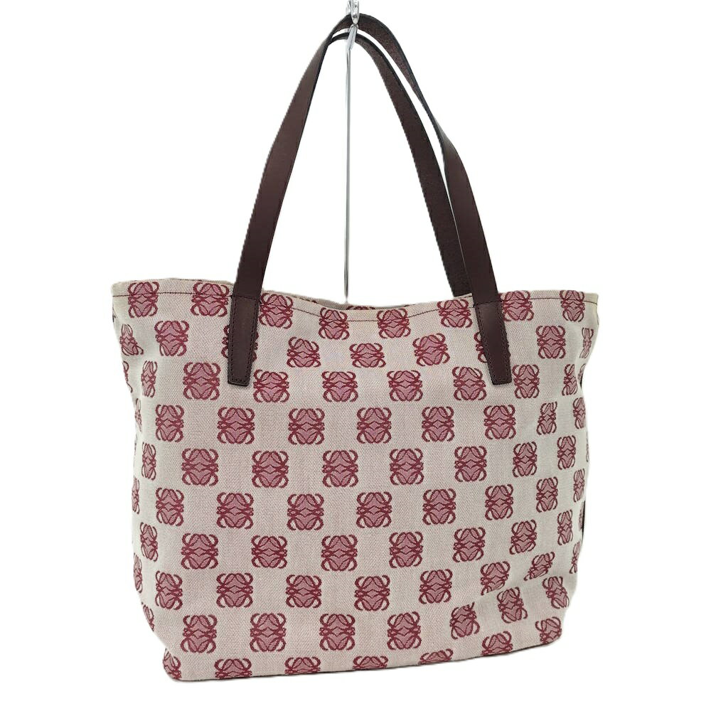 LOEWE - 【中古】LOEWE トートバッグ アナグラム キャンバス レッド×マルチカラー