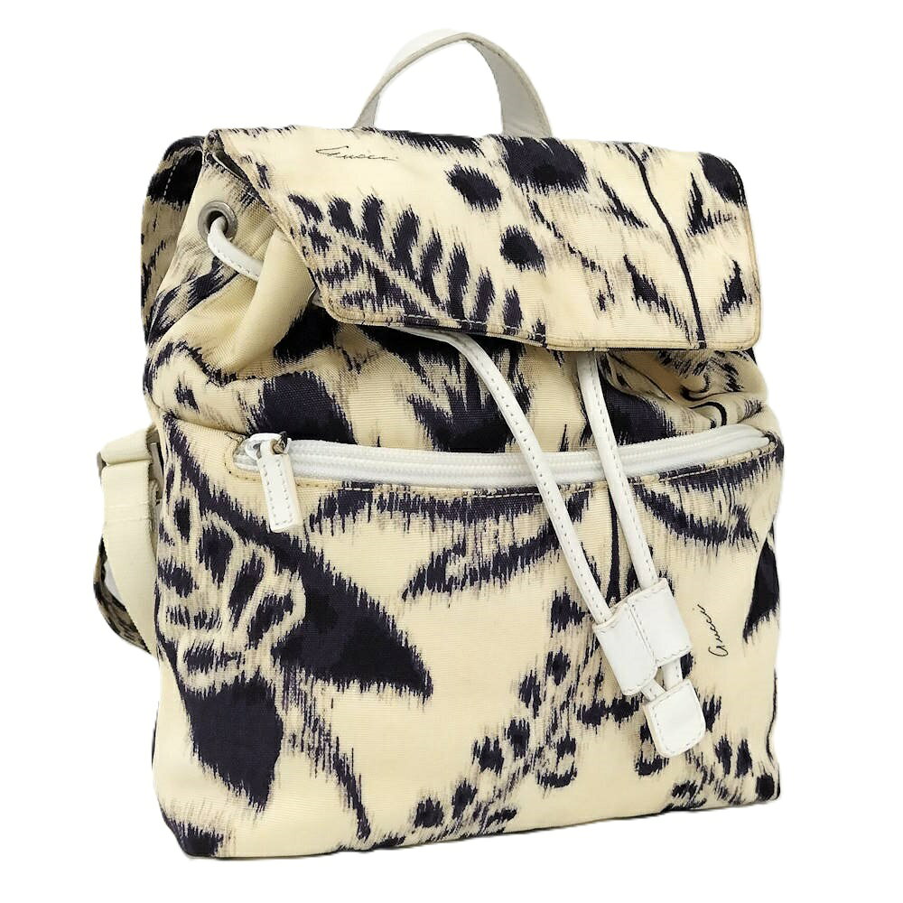 Rakuten - 【中古】GUCCI バックパック ナイロン アイボリー ネイビー 003 924