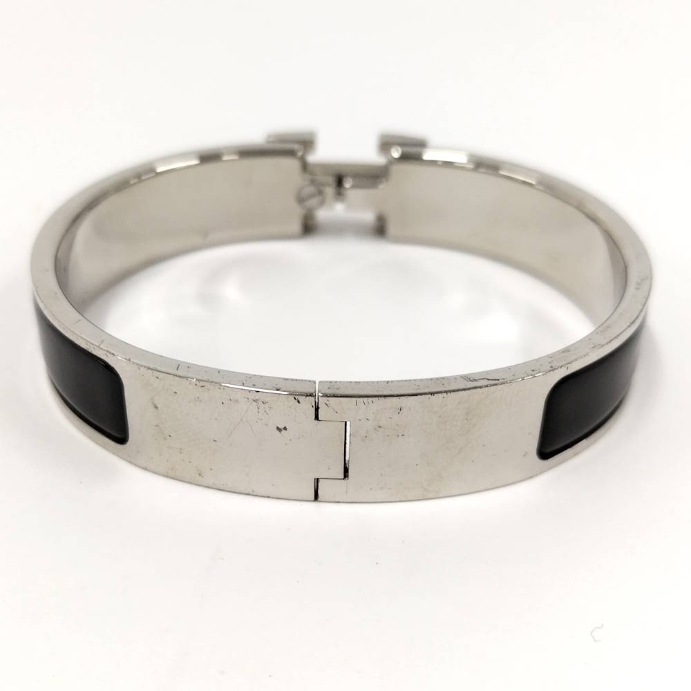 JJcollectionの【中古】HERMES クリッククラックH エナメルブレスレット メッキ ブラック シルバーカラー｜アングル3