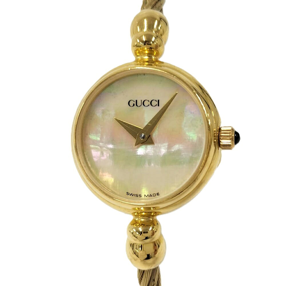 Rakuten - 【中古】GUCCI バングルウォッチ レディース 腕時計 SS クオーツ GP ゴールド ホワイトシェル文字盤 2700.2.L
