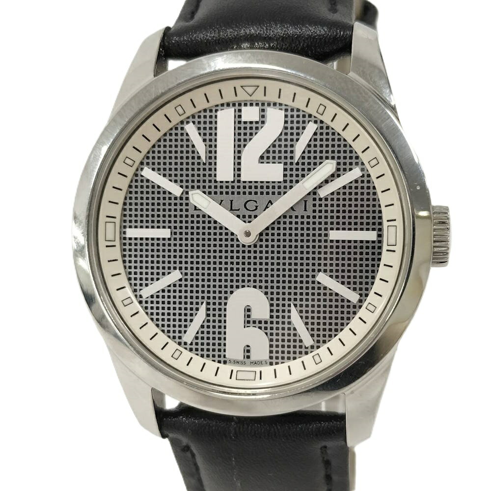 乐天商城 - 【中古】BVLGARI 腕時計 ソロテンポ SS×レザー 社外ベルト クオーツ シルバー文字盤 ST37S