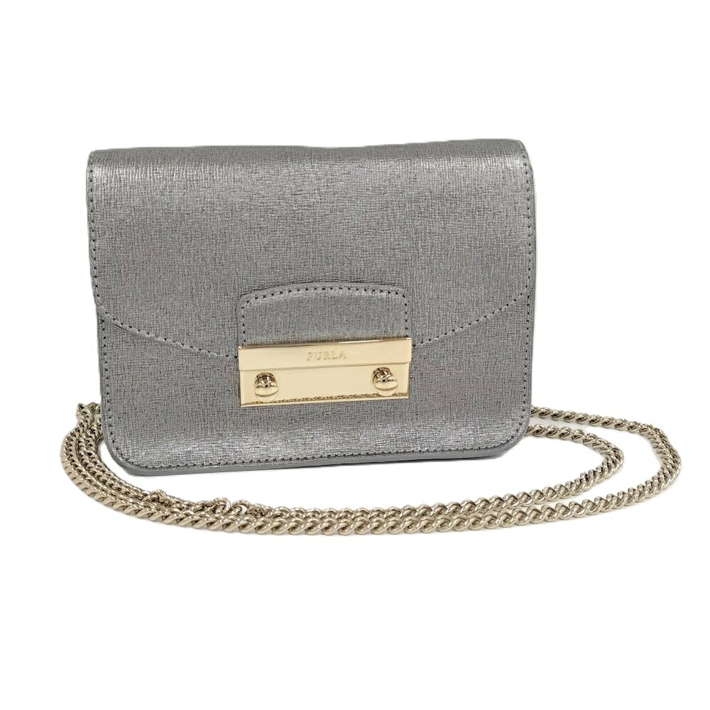 Rakuten - 【中古】FURLA ミニチェーンショルダーバッグ PVCコーティング シルバー
