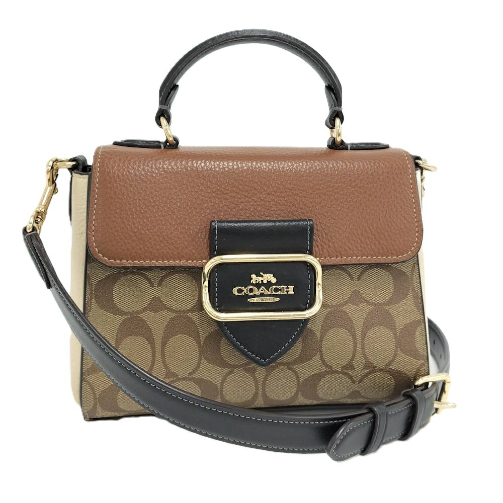【中古】COACH モーガントップハンドル サッチェルカラーブロック シグネチャー CE569