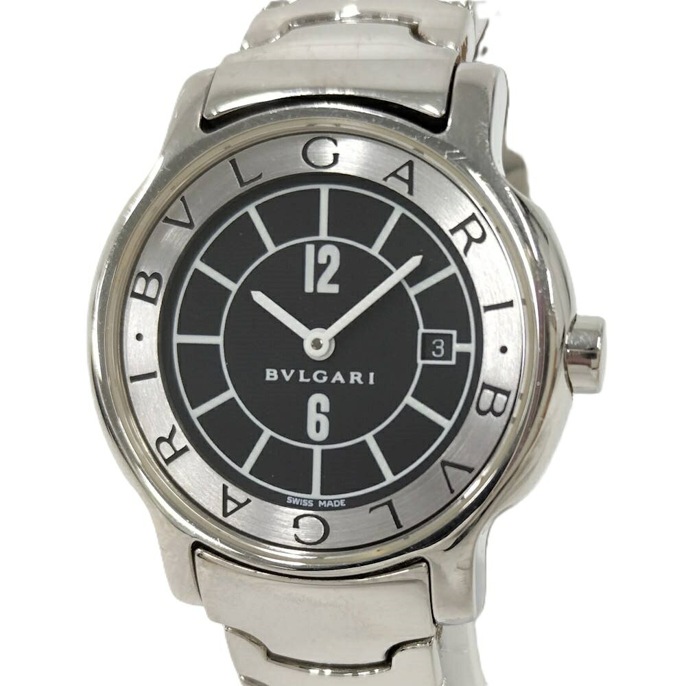 【中古】BVLGARI 腕時計 ソロテンポ SS クオーツ シルバー×ブラック文字盤 レディース ST29S