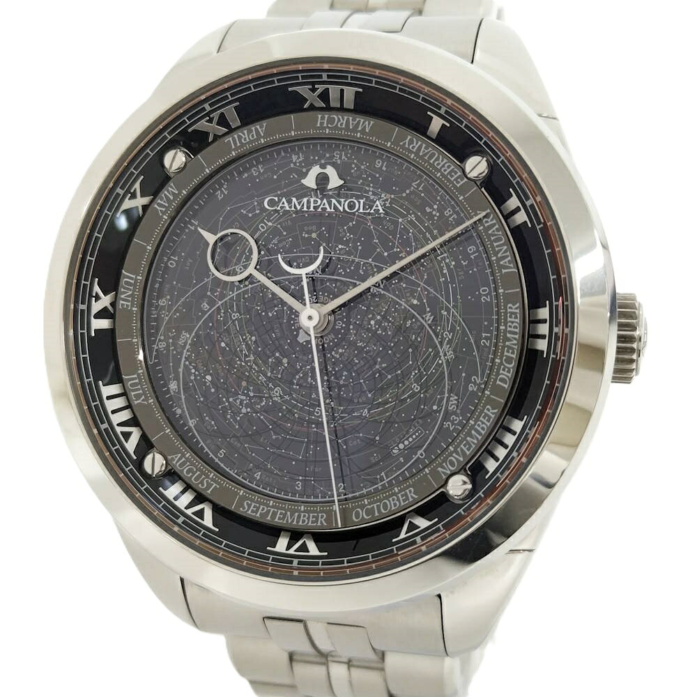【中古】CAMPANOLA 腕時計 SS クオーツ ブラック文字盤 4398-T022391 AO 4010-SIE