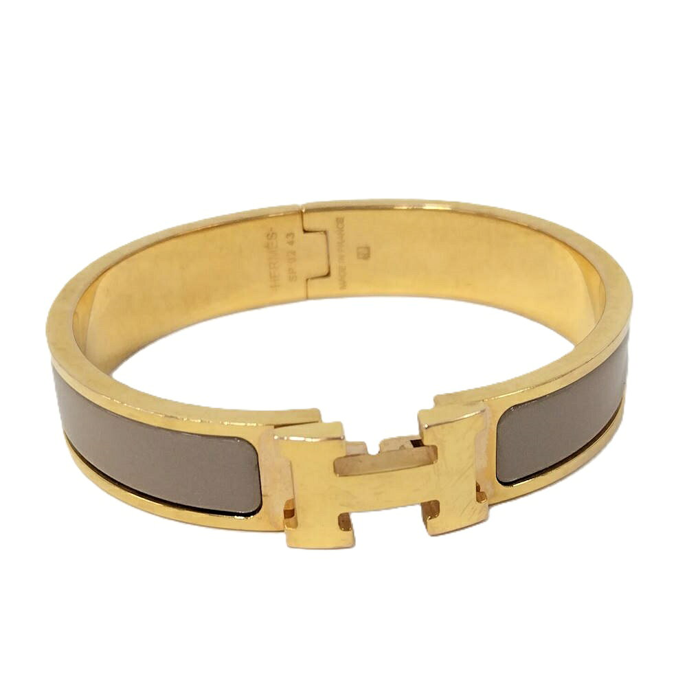 【中古】HERMES クリッククラック ブレスレット メッキ ゴールド(4.0)