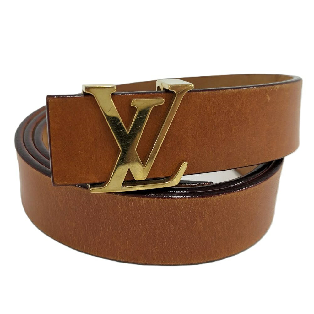 LOUIS VUITTON ベルト サンチュール LVイニシアル レザー メッキ ブラウン ゴールド M6901