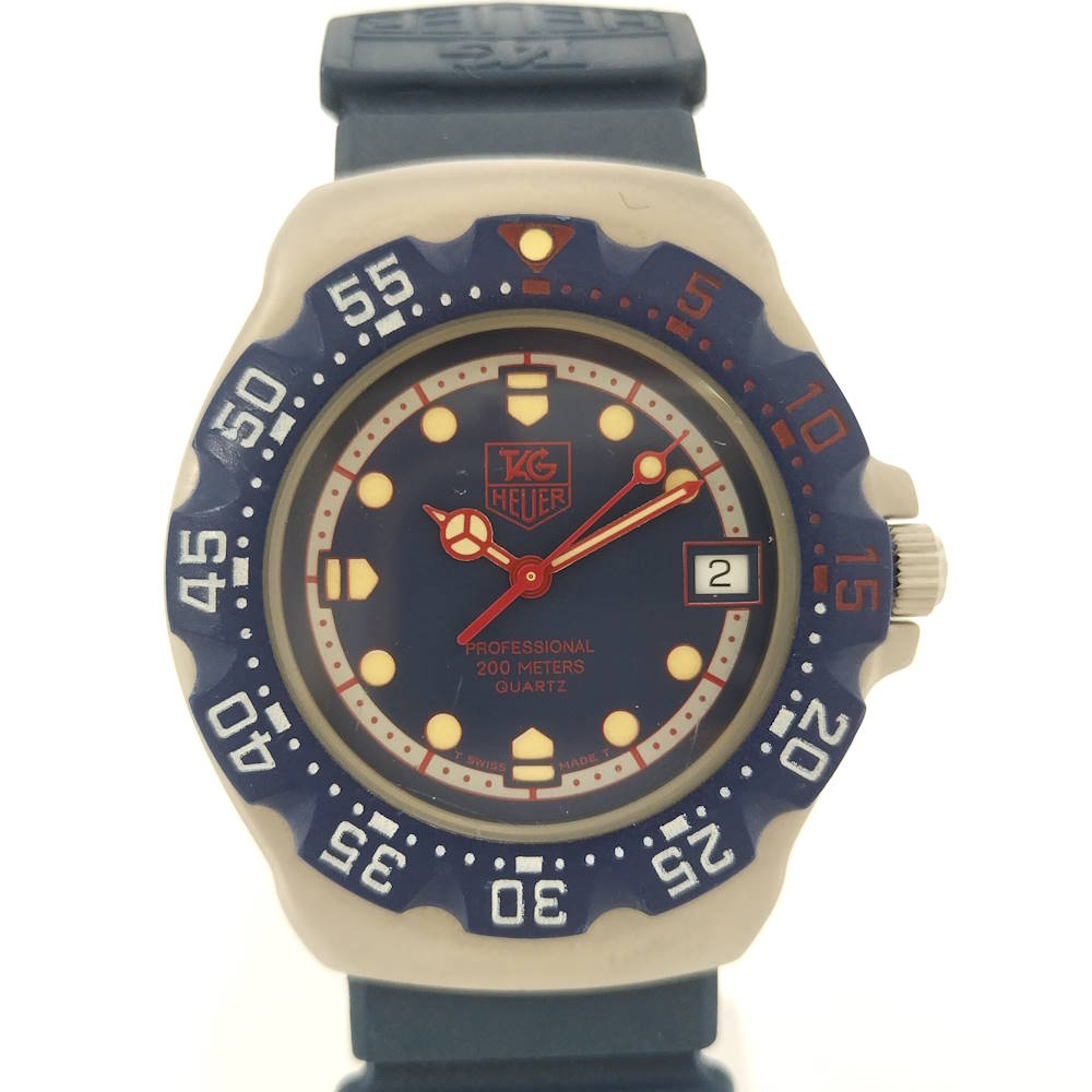 【中古】TAGHEUER プロフェッショナル フォーミュラ1 腕時計 SS ラバーブレス クオーツ ネイビー文字盤 WA1210