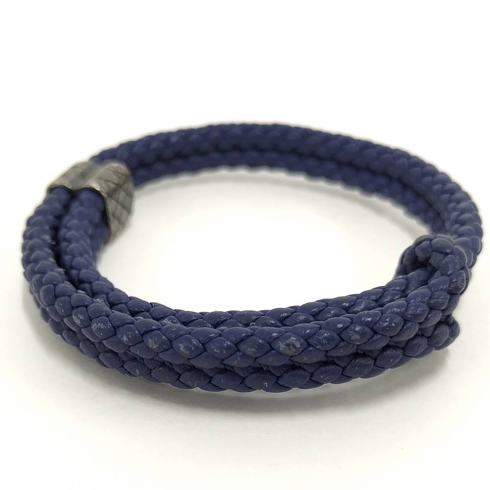 【中古】BOTTEGA VENETA イントレチャート ag925 レザーブレス