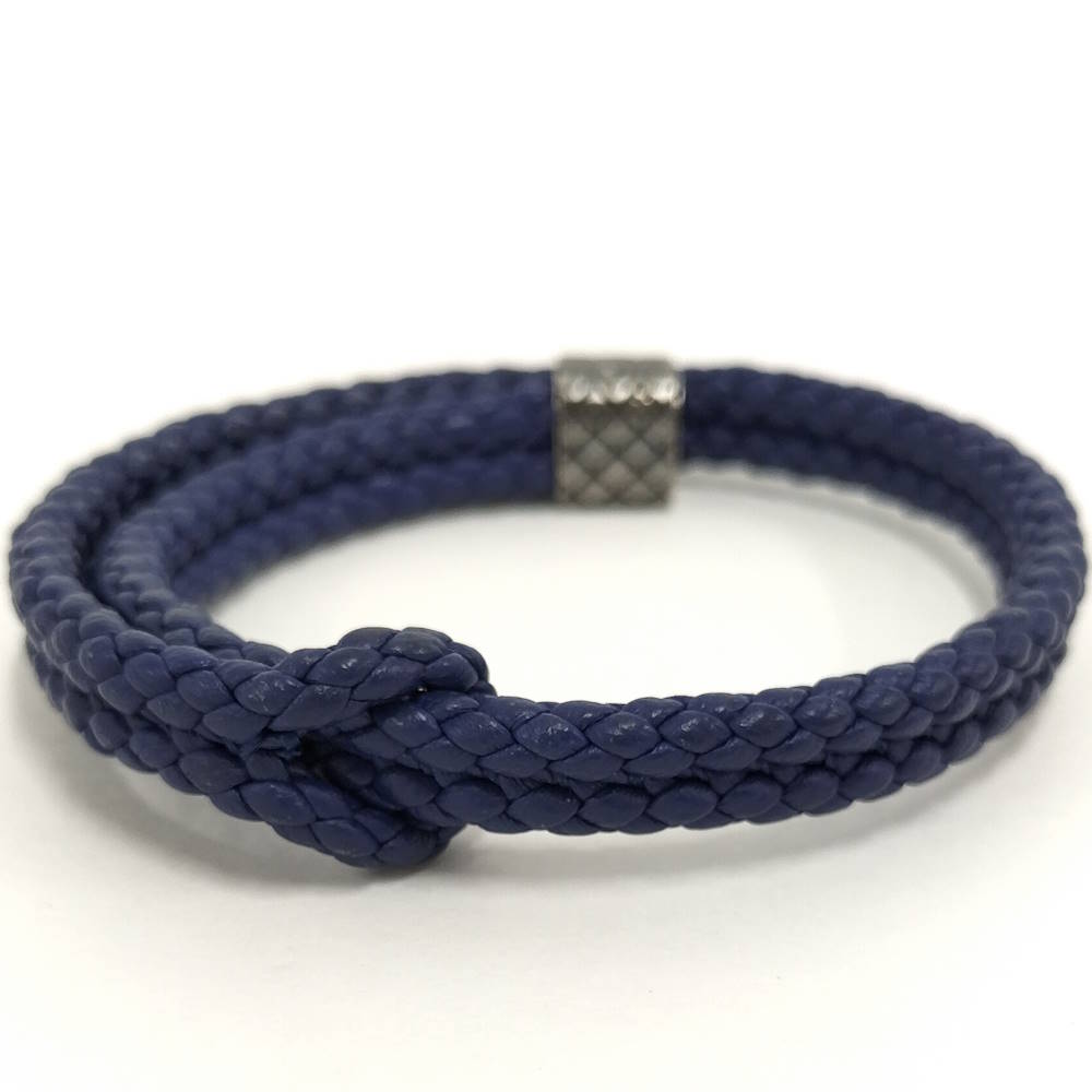 【中古】BOTTEGA VENETA イントレチャート ag925 レザーブレス