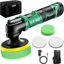 KIMO ポリッシャー 100mm 【楽天1位】充電式ポリッシャー コードレス 電ポリ バフ セット 研磨器 洗車 ポリッシング 小型 軽量 車用 車磨き 車 床 家庭用 ホイール磨き LEDライト 仕上げバフ2個 バッテリー 12V 充電式 QM-5001