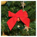クリスマスレッド ゴールドパウダーリボン（ベル付、ベルベット調）8個入aks-44702 / クリスマス オーナメント クリスマスツリー ツリー 装飾 飾り【訳あり】【在庫処分】