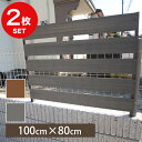 【2枚セット】 着脱式 フェンス 簡単装着 メッシュフェンス に 後付け フェンス 1000 100cm × 80cm (チーク / シルバーグレー) 人工木 ...