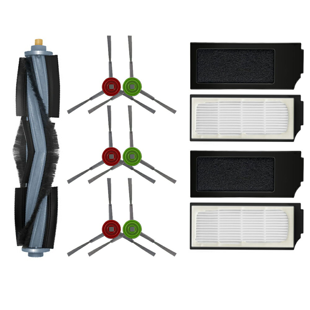 エコバックス DEEBOT X1/T10抗菌機能付き交換アクセサリーキット ロボット掃除機 消耗品 メインブラシ 1本 サイドブラシ6個 抗菌機能付きフィルター...