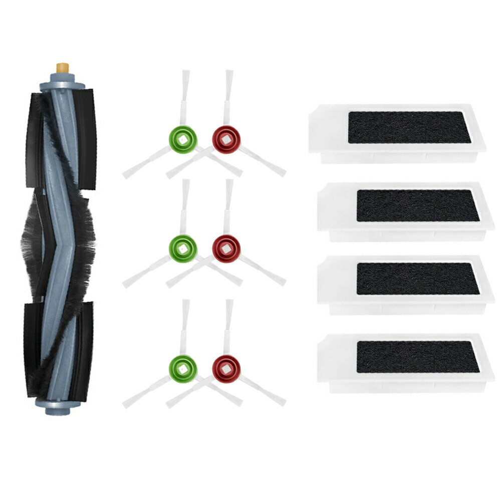 エコバックス DEEBOT X1/T10抗菌機能付き交換アクセサリーキット ロボット掃除機 消耗品 メインブラシ 1本 サイドブラシ6個 抗菌機能付きフィルター 4個 11点セット for ECOVACS X1 T10 PLUS/TURBO/OMNI 交換パーツ 互換品 汎用品 消耗品交換キット 社外品