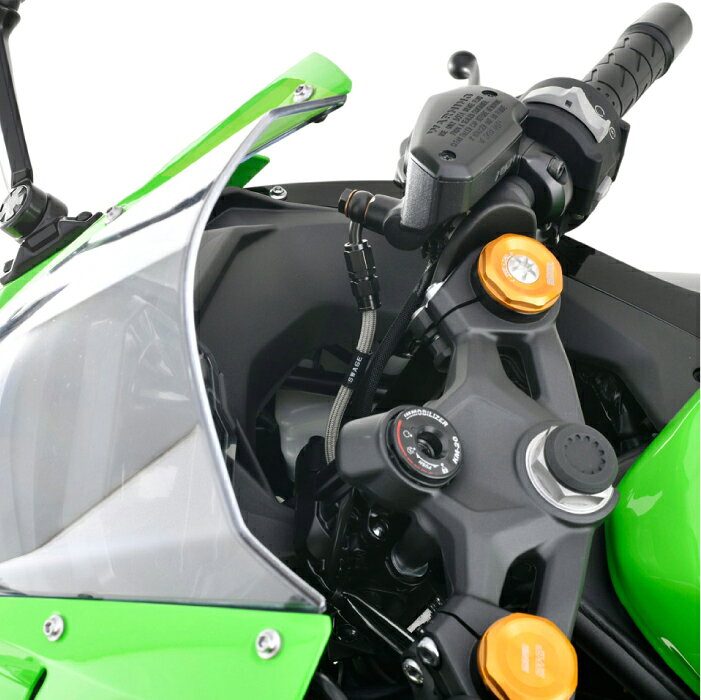 直送品 スウェッジラインプロ フロントホースキット カワサキ Ninja ZX-4RR／ZX-4R SE (24-25) Bremboキャリパー仕様 バイピース レッド＆ブルー/ブラックホース
