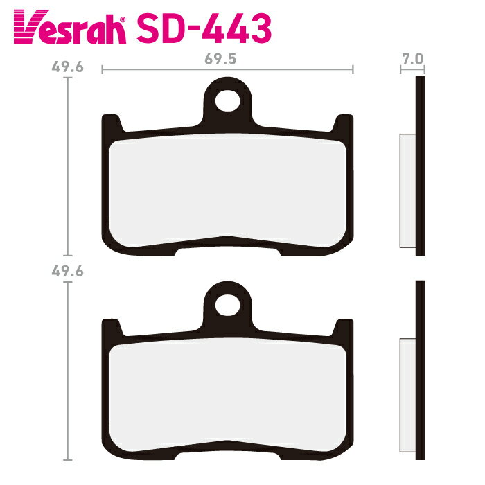 ベスラ SD-443 レジンブレーキパッド バイク インディアン Bobber Bobber Dark Horse Chief Chief Clas..