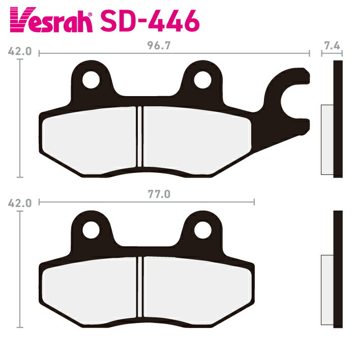ベスラ SD-446 レジンブレーキパッド バイク カワサキ EX250 ER250 EX400 ER400 ZX636 KVF750G KVF750H KVF750J KVF750L