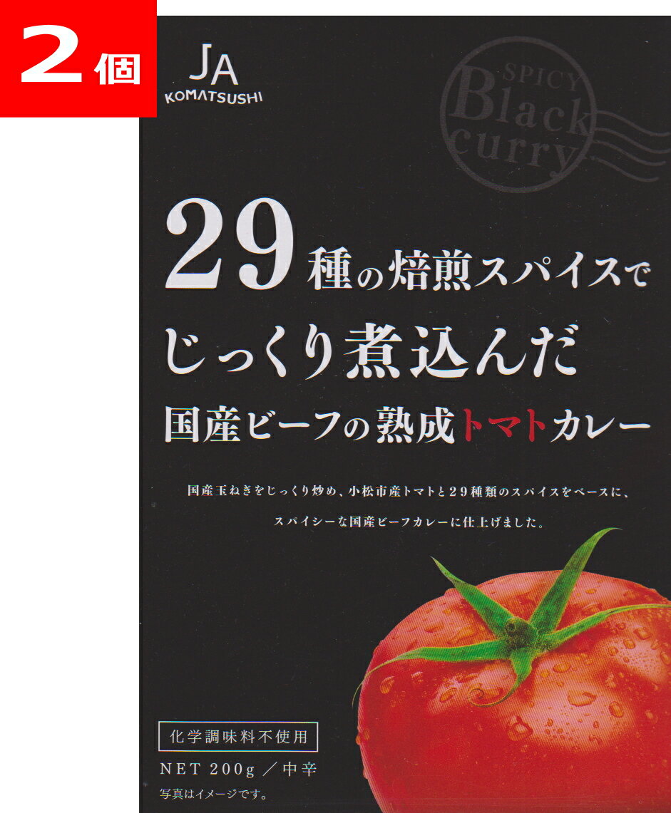 国産ビーフの熟成トマトカレー 200g入り 2個セット 中辛 石川県JA小松市 化学調味料不使用レトルト食品