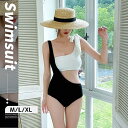★限定15%offクーポン付き★タイムセール!\着るだけでオシャレ!/バイカラー ショルダーリボン ワンピース 水着 水着 レディース 大人 かわいい ワンピー...