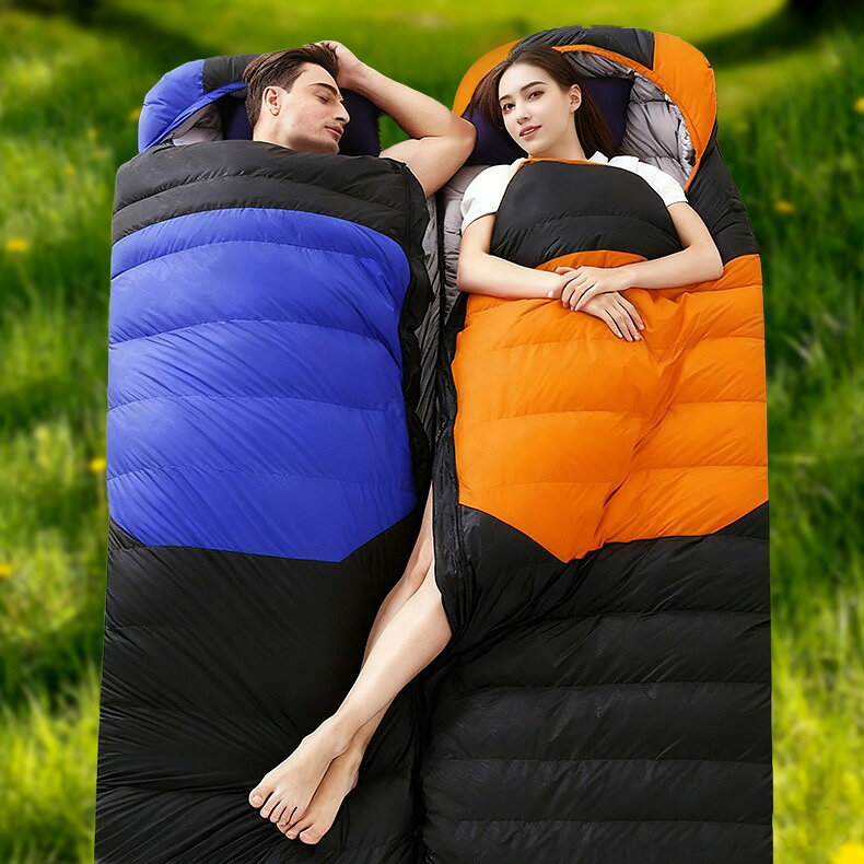 ★大特価15％OFFクーポン付き★ アウトドア 寝袋 -5℃〜-15℃対応 幅75cm 本格 大人用 220×75cm 秋冬用／冬用 高保温 防水・撥水 シュラフ 登山 冬山 冬キャンプ 野営 ソロキャンプ 車中泊 封筒型 可連結 2人用対応 展開可能 洗濯機OK 丸洗い可 ブルー オレンジ jmbooeki-10000530 Poly lattice サンプル画像2