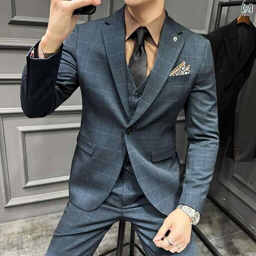 メンズ 新郎 スーツ スリーピース カジュアル ビジネス スーツ フォーマル フィット ウェディング ドレス チェック柄 スーツ 英国 メンズ 新郎 スーツ スリーピース カジュアル ビジネス スーツ フォーマル フィット ウェディング ドレス チェック柄 スーツ 英国