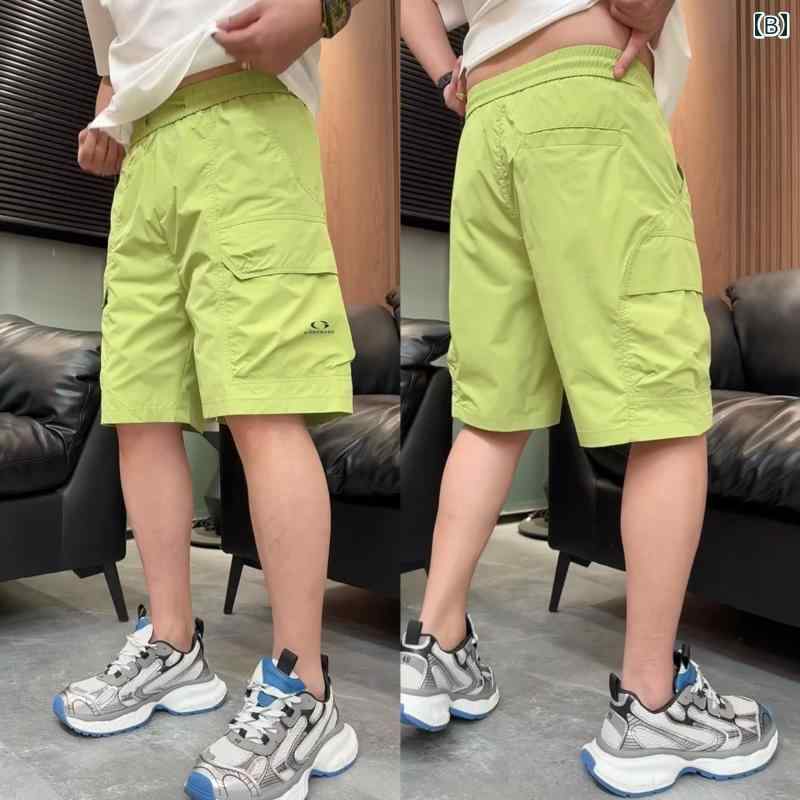 ハーフパンツ メンズ 薄手 立体ポケット カーゴパンツ 五分丈 速乾 ドライ ポリエステル シンプル カジュアル 男女兼用 スポーツ アウトドア ビーチ 水陸両用 ゆったりシルエット 春夏