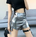 送料無料 ダンス衣装 ショート パンツ インナー ホットパンツ ハイウエスト メタリック 無地 ステージ衣装 HIPHOP 個性的 奇抜 ボトムス レディース ...