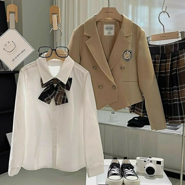 卒業式 スーツ フォーマルスーツ 女の子 4点セット 小学生 キッズ スカートセット フォーマル セットアップ なんちゃって制服 入学式 スーツ 中学生 ブレザー シャツ リボン チェック柄 ピアノ発表会 小学校 学園祭 七五三 入園式 卒園式 子供服 90～160cm