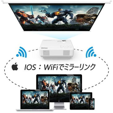 プロジェクター 小型 スマホ Wi-Fi 接続可 ミニプロジェクター 軽量 2600ルーメン 台形補正 ホームシアター iPhone XS Max XR iPhone8 iPhone7 Plus Android Xperia 1 ace AQUOS R3 iPad Air3 mini5 iPad Pro 対応 HDMIケーブル付属 パソコン カメラ
