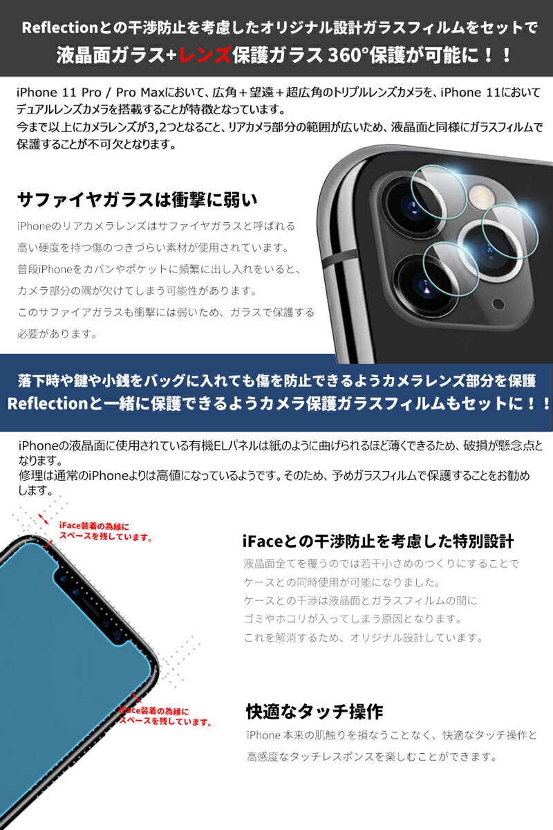 iPhone 11 Pro Max ケース 背面ガラス TPUバンパー iPhone 11 Pro ケース iFace 新型 MIL-STD-810 米軍用規格準拠 iPhone 11 カバー 360°保護 iFace Reflection iPhone 11 背面クリア Qiワイヤレス充電 耐衝撃 スマホケース おしゃれ ストラップホールあり