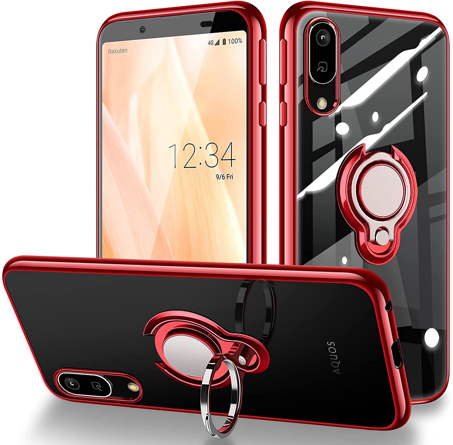 AQUOS sense3 TPU sense3 basic sense3 lite ケース リング クリア 透明 耐衝撃 薄型 シリコン スタンド機能 360回転 落下防止 車載ホルダー ストラップホール SH-02M SHV45 SH-RM12 SHV48 全透明 耐衝撃 車載ホルダー対応 スマホカバー スマートフォン