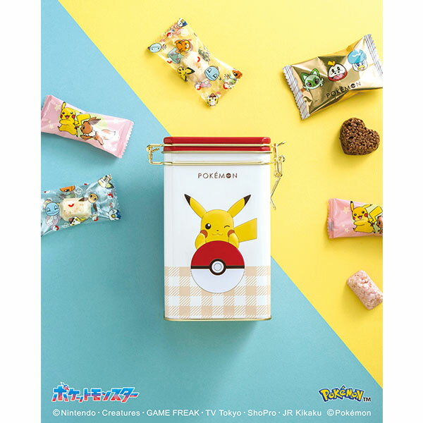 バレンタイン チョコ 2026 スイーツキャニスター缶 ポケットモンスター アルコール不使用 ポケモン チョコ 詰め合わせ キャラクター チョコレート 子供 ギフト ニャオハ ホゲータ クワッス 人気 御三家 キャラ ピカチュウ イーブイ ゲンガー カビゴン
