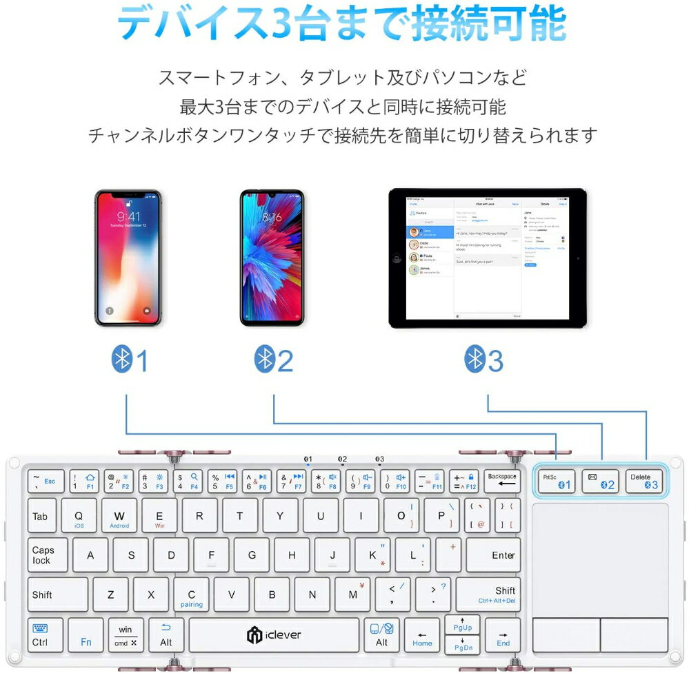 ワイヤレスキーボード iPad Pro 11インチ 12.9インチ android iphone タブレット対応 カバー bluetooth キーボード タブレットPC New iPad Pro Windows Android iOS Mac iPad OS 13.1 対応 ブルートゥース 接続 キーボード 小型 持ち運び 軽量 デスクワーク 2