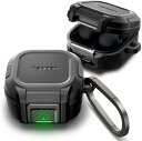 Spigen Galaxy Buds2 Pro (2022) Galaxy Buds Pro (2021) Galaxy Buds 2 (2021) Galaxy Buds Live (2020) ケース ロック機能 ワイヤレス充電 紛失防止 カラビナ付き 一体型 耐衝撃 カバー 衝撃 吸収 充電ライト ロック・フィット ACS05264 (ブラック)(2)