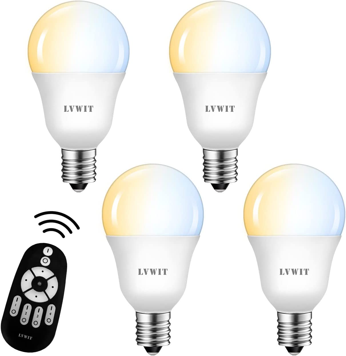 スマート電球 LED電球 40W形相当 E17口金 500LM 調光 調色 リモコン付き LEDランプ 消費電力5W 遠隔操作 昼光色 昼白色 電球色 常夜灯 広配光タイプ 高輝度 省エネ 4個セット（電池別売）