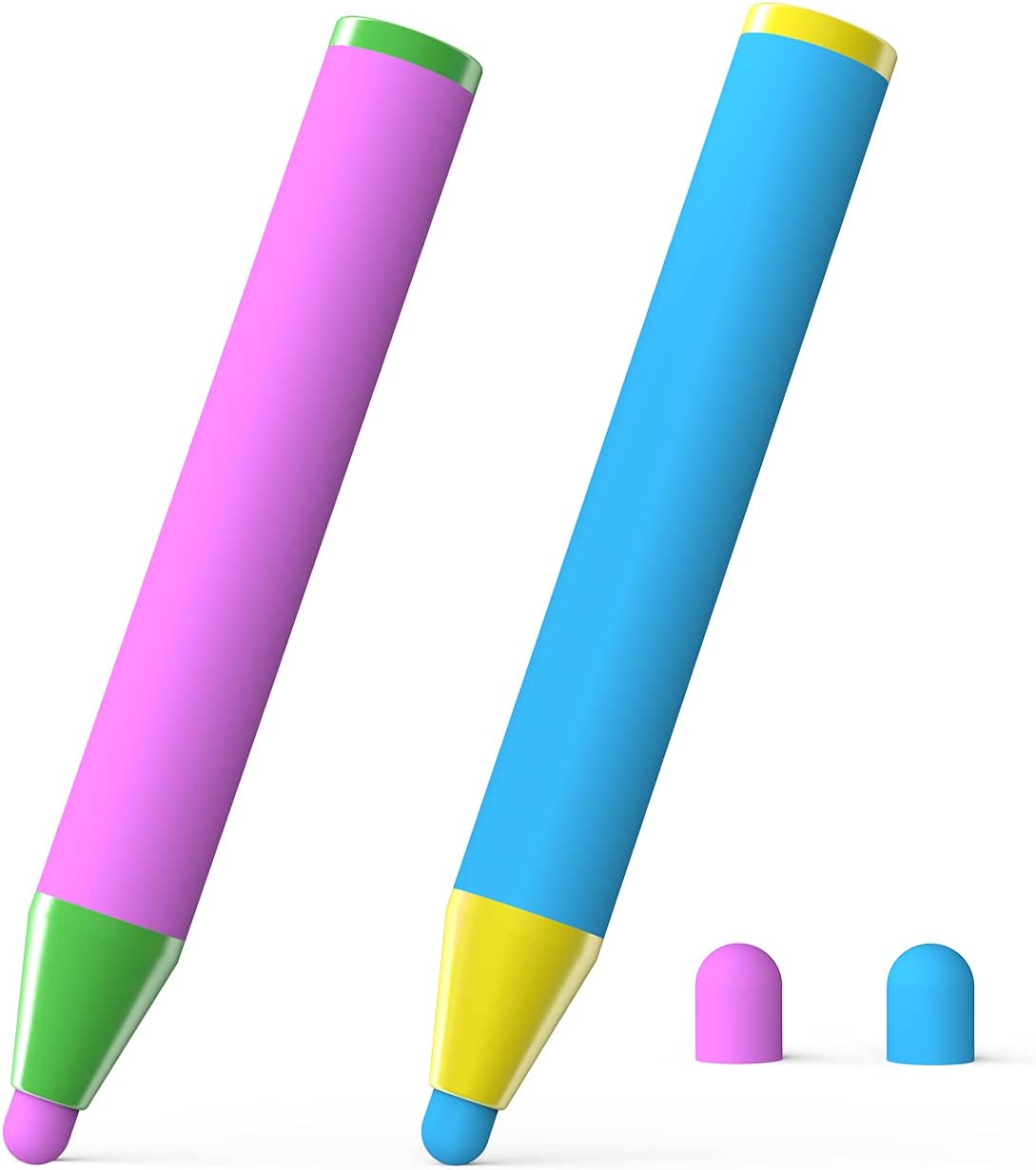 タッチペン 子供用スタイラスペン 握りやすい クレヨン形 ほとんどの絵描きAPPに対応 iPad/iPhone/Androidに対応 誕生日プレゼント クリスマ スギフト 2本組 ブルー ピンク