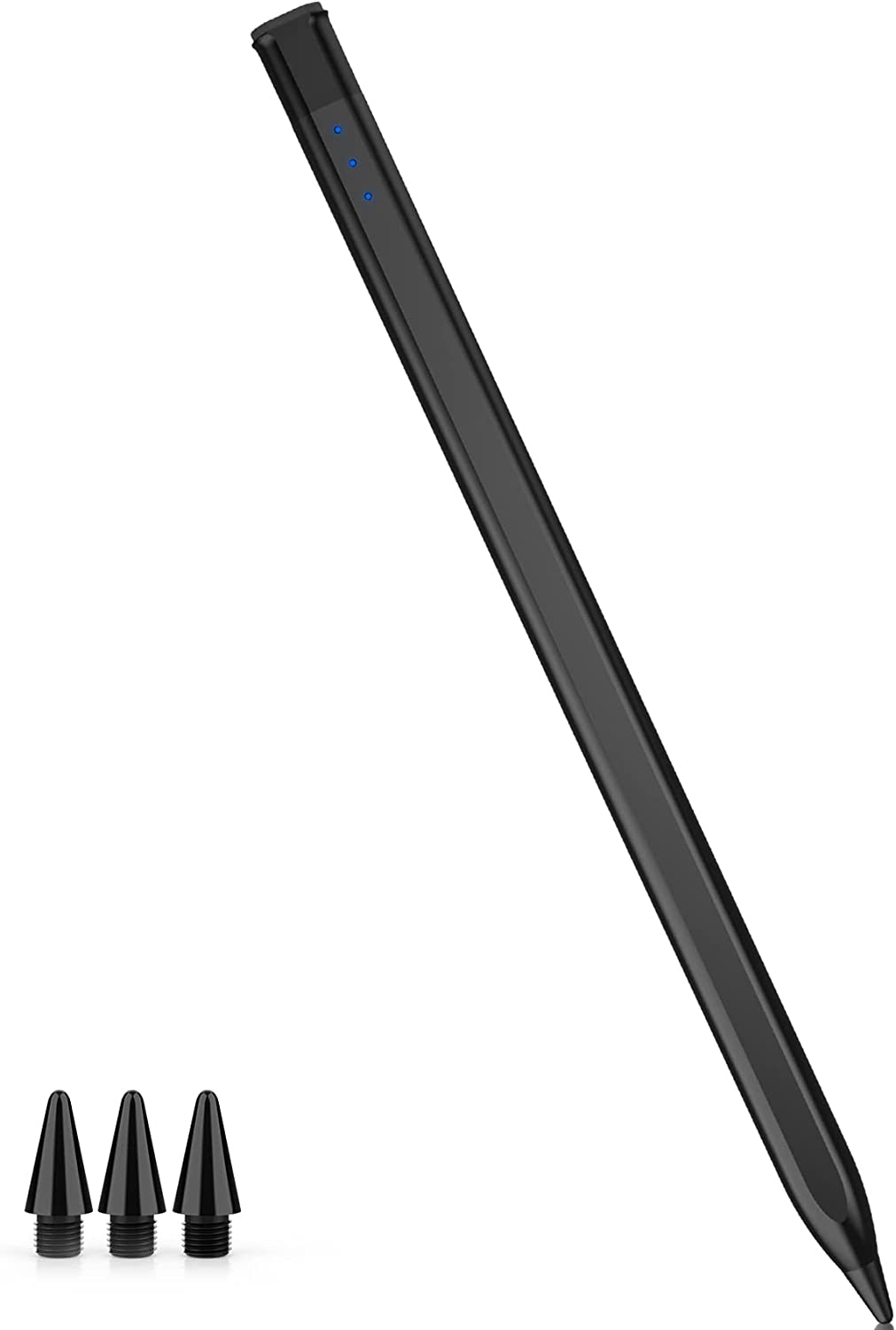 タッチペン スタイラスペン iPhone iPad Android スマホ タブレット ペンシル 極細 高精度 ipad ペン バッテリー残量表示 磁気吸着機能搭載 Type-C充電式 交換用ペン先3枚付き ブラック