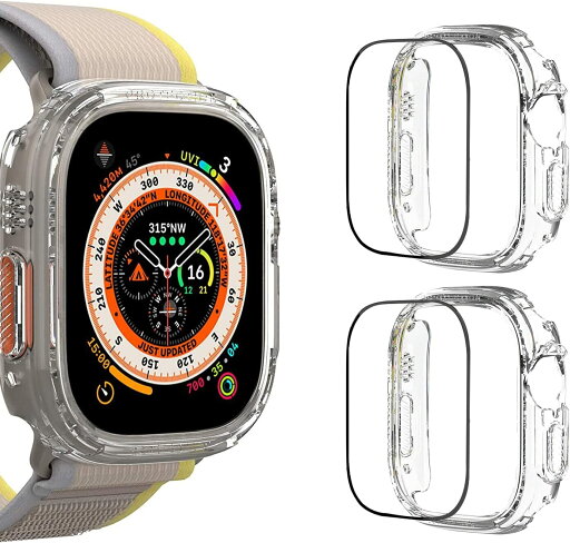 Apple Watch ultra 2枚セットCompatible with apple watch ultra 49mm ケース フィルム 防水 保護カバー アップルウォッチ ultra カバー PC素材 衝撃吸収 防塵 防霧 簡易着脱 高透過率 9H硬度 薄型 軽量 2*ケース+2*ガラスフィルム クリア Apple Watch ultra 2枚セットCompatible with apple watch ultra 49mm ケース フィルム 防水 保護カバー アップルウォッチ ultra カバー PC素材 衝撃吸収 防塵 防霧 簡易着脱 高透過率 9H硬度 薄型 軽量 2*ケース+2*ガラスフィルム クリア