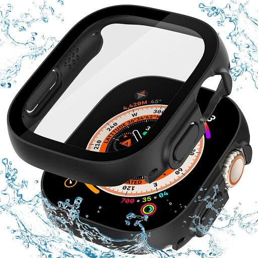 Apple Watch Ultra コンパチブル Apple Watch ケース 防水 49mm AppleWatch Ultra 用 強化ガラス フィルム アップルウォッチ カバー ウルトラ 対応 保護カバー 2枚入り ブラック Apple Watch Ultra コンパチブル Apple Watch ケース 防水 49mm AppleWatch Ultra 用 強化ガラス フィルム アップルウォッチ カバー ウルトラ 対応 保護カバー 2枚入り ブラック