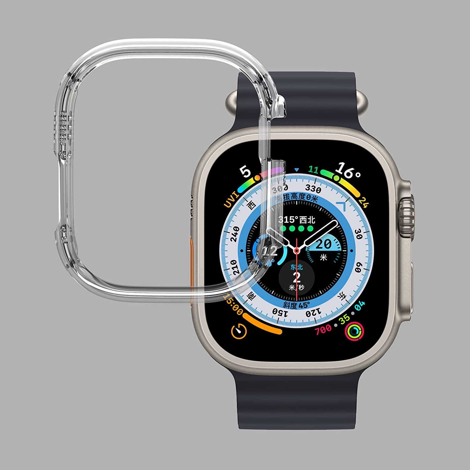 Apple Watch Ultra ケース 49mm対応 クリア アップルウォッチ ウルトラ保護カバー 保護ケース 耐衝擊 シンプル キズ防止 落下防止 軽量 超薄 Apple Watchアクセサリー Apple Watch ultra 49mm