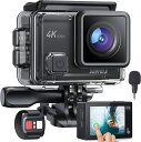 ビデオカメラ 4K 60fps 20MP解像度 EIS 手ブレ補正 タッチパネル式 8倍デジタルズーム 外部マイク リモコン付き WiFi搭載 手ブレ補正 水深40m SONY製CMOSセンサー 2つ 1350mAhバッテリー 水中カメラ 170度広角 ウェアラブルカメラ 豊富なアクセサリー(2)