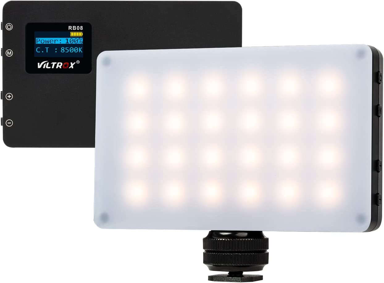 小型撮影ライト LEDビデオライト 補助照明ライト軽量 コンパクト ポータブルライト USB充電式 24球 2500K-8500K CRI 95+ ホワイトディフューザー ネジシュー付き 卓上照明 YouTube配信