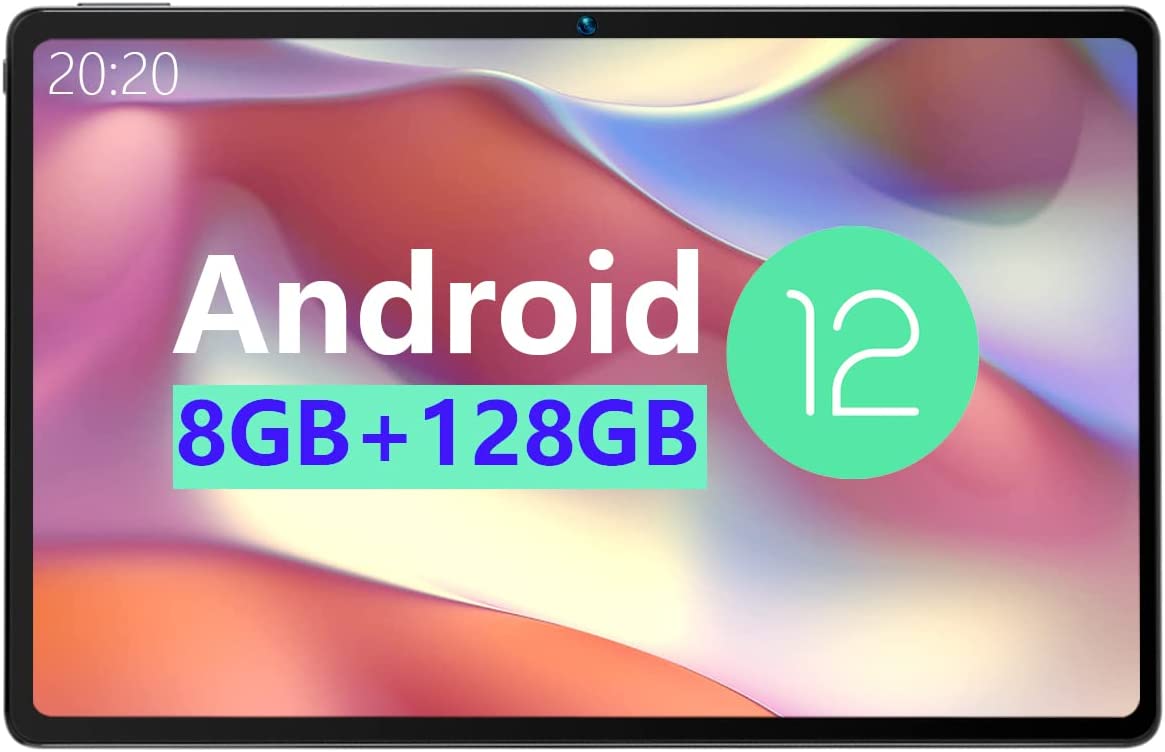 Android12 タブレット10.4インチ wi-fiモデル 8コア CPU 2.0Ghz RAM 8GB ROM 128GB+1TB MicroSD拡張可能 2K 2000*1200 FHD IPSディスプレイ GMS認証 4G LTE SIM+2.4G/5GWi-Fiモデル6600mAh+Type-C充電 2スピーカー5MP/13MPカメラ Widevine 顔認識 GPS FM搭載