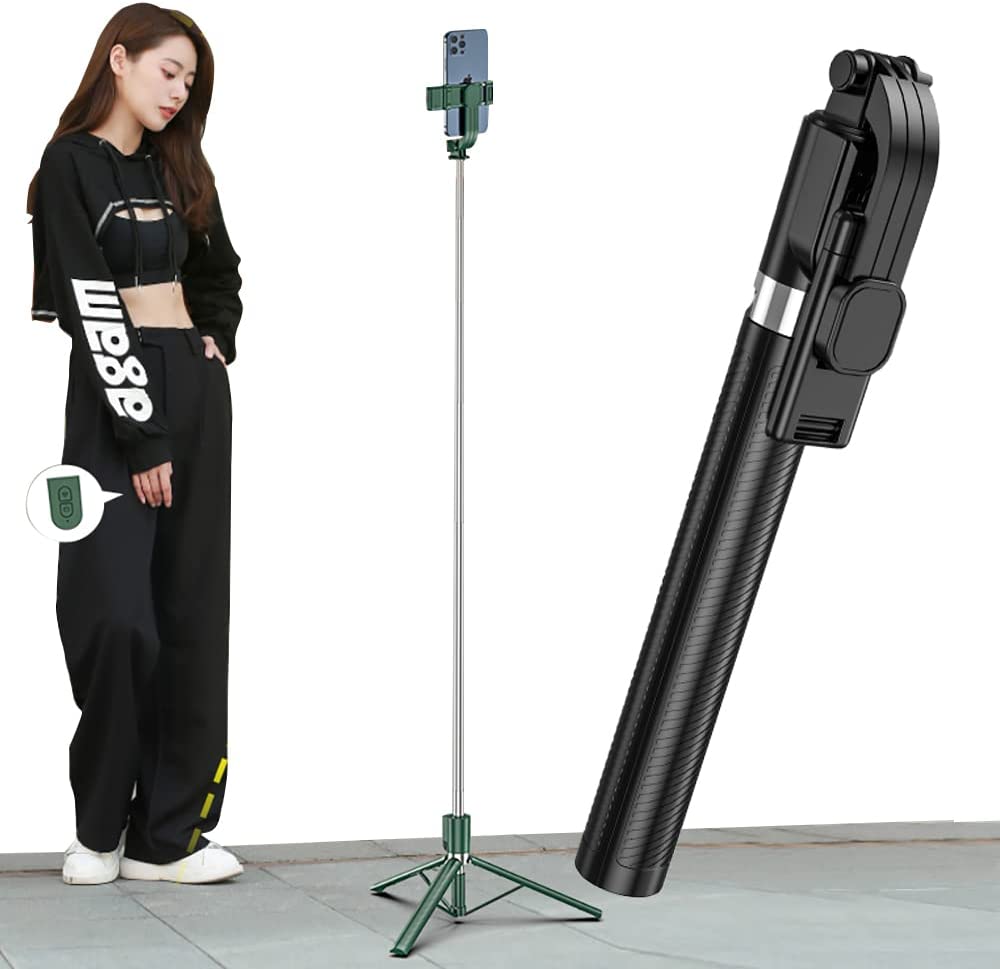 自撮り棒 スマホ 三脚 iphone兼用 設計強化168cm & 7段階伸縮 150cm以上 Gopro セルカ棒 回転 軽量 生放送 Web会議 撮影 映画放送 旅行 遠隔シャッター iPhone Androidスマホ等対応